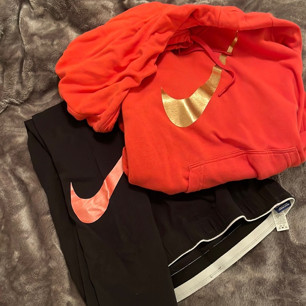 Leggings and Hoodie coral color xl